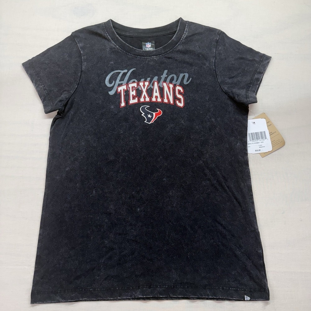 Houston Texans New Era Girls 14/16 Mineral Wash Black T-Shirt NWT
